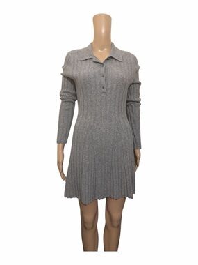 Reformation grey ribbed cashmere dress
